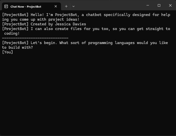 ProjectBot's Python interface in the Command Prompt